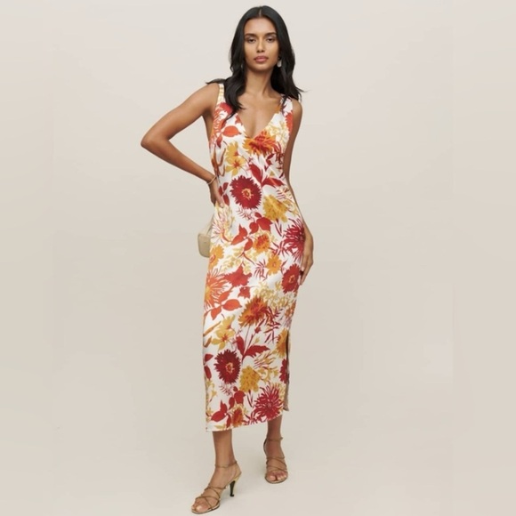 Reformation Dresses & Skirts - NWT Reformation Lian Silk Dress in Vesta, size Large
